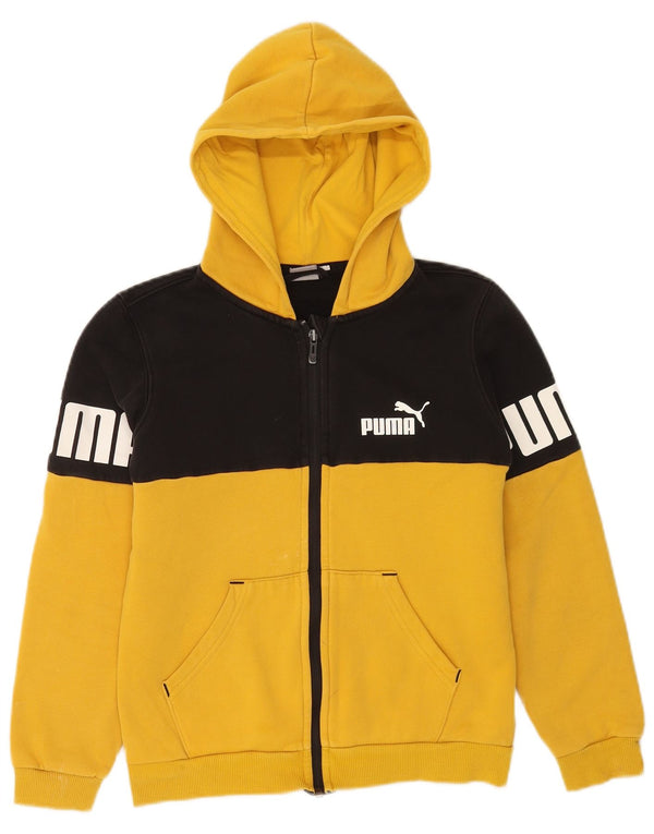 Puma Boys Graphic Zip Hoodie Sweater 11-12 godina Yellow Colourblock Cotton