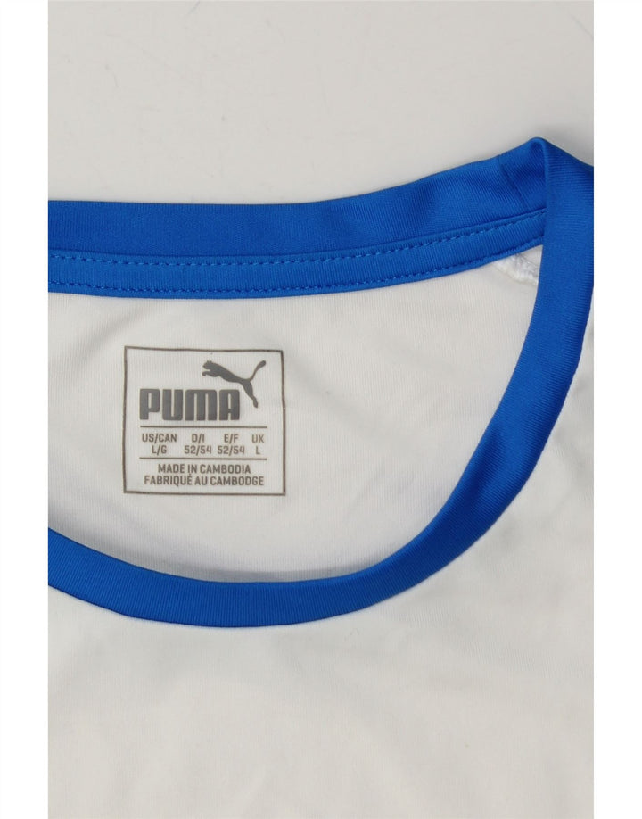 PUMA Mens T-Shirt Top Large White Colourblock