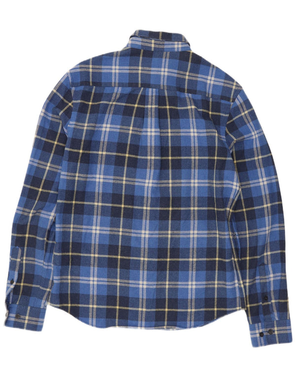 Penguin Mens Heritage Fit Slim Flannel Shirt Medium Blue Check Cotton