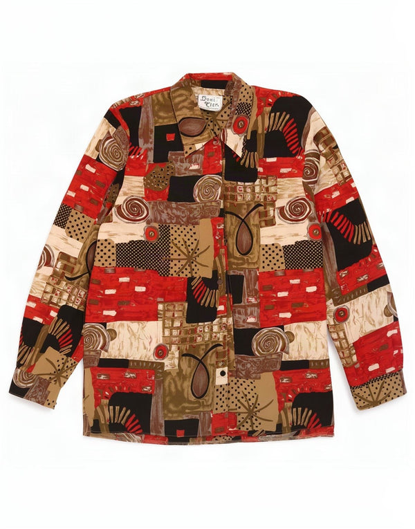 Deni-Cler Womens Graphic Shirt UK 18 XL Multicoloured Geometric Polyester