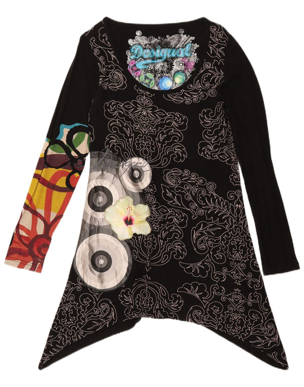Desigual Womens Graphic Asymmetric Tunic Dress UK 14 Large Black Floral