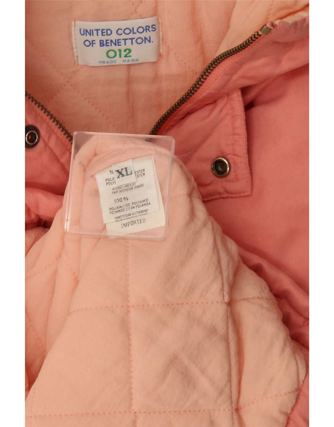 Benetton ženska podstavljena jakna s kapuljačom UK 18 XL ružičasti poliester