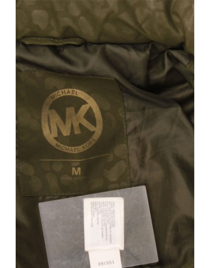 MICHAEL KORS Ženski podstavljeni kaput s kapuljačom UK 14 Srednji kaki životinjski print