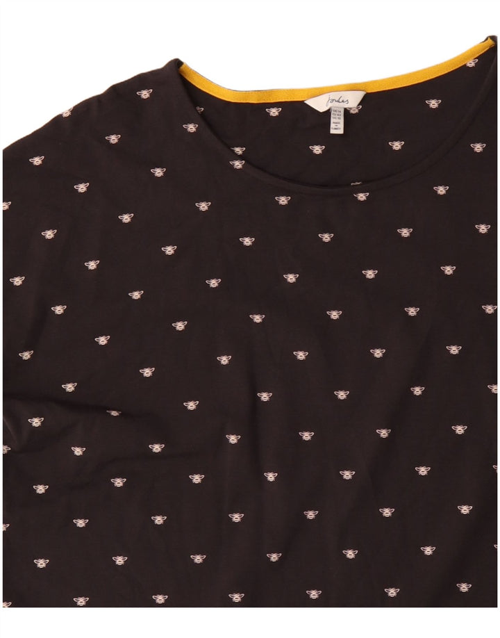 JOULES Ženska prevelika haljina s kratkim rukavima s apstraktnim uzorkom UK 14 Velika crna