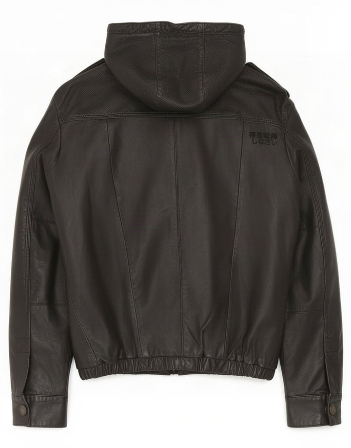 Superdry muška vojna kožna jakna s kapuljačom UK 38 srednje crna