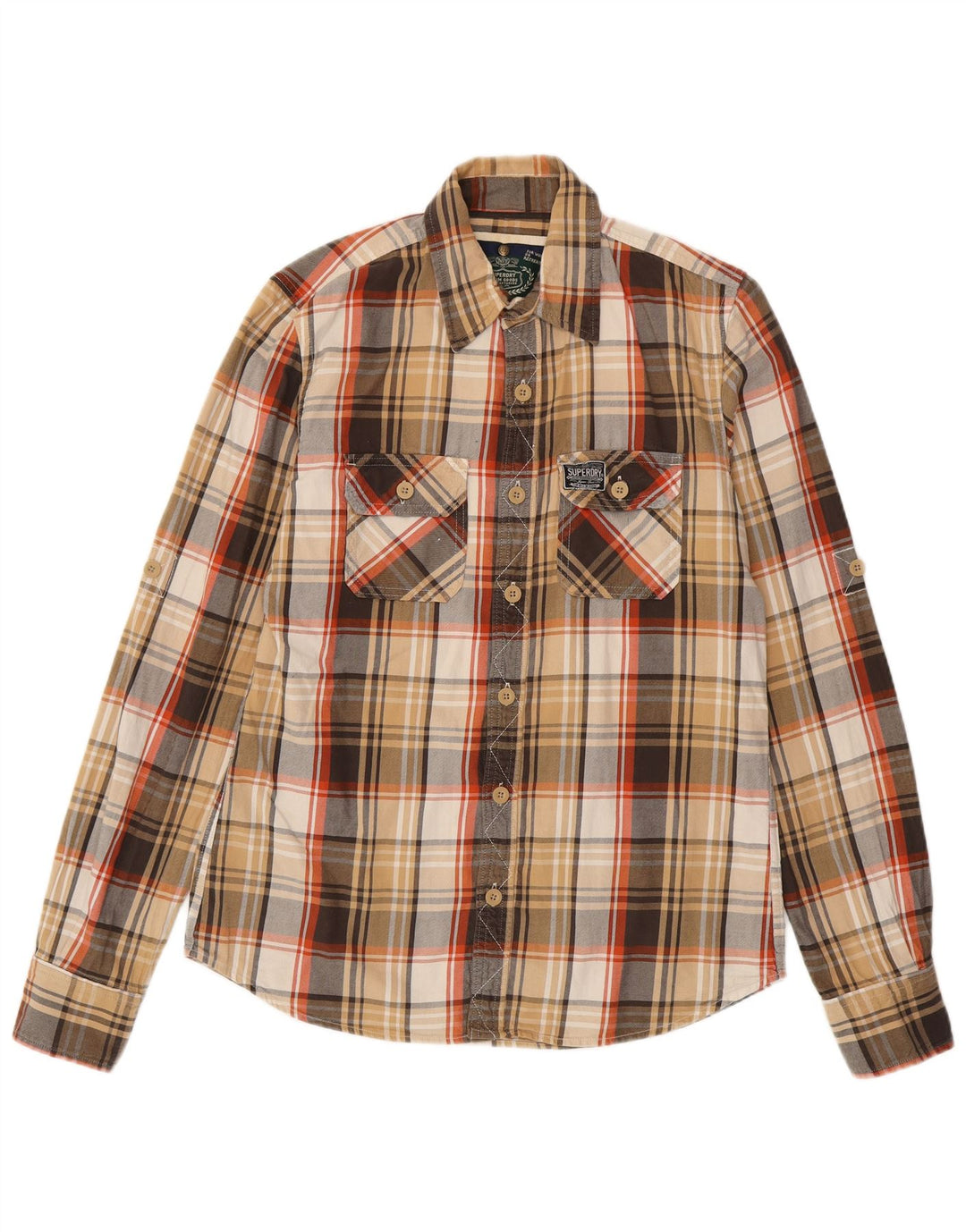 SUPERDRY Muška flanelska košulja, pamuk, veliki smeđi karirani