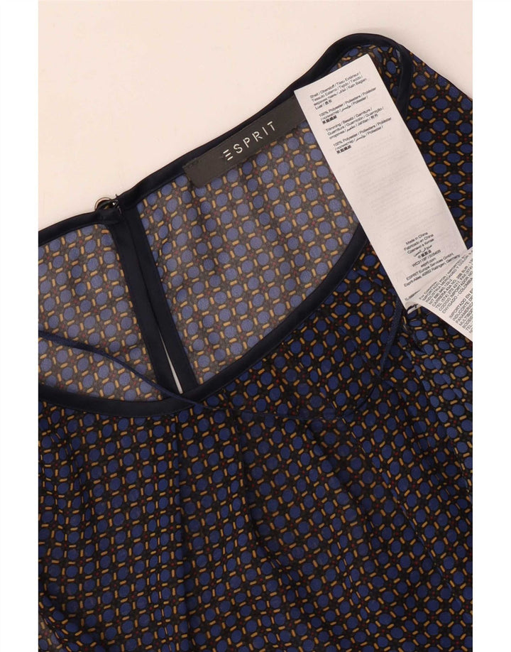 Esprit ženski gornji dio bluze bez rukava UK 12 Medium tamnoplavi karirani poliester