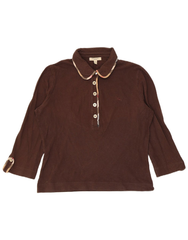 Burberry ženska polo majica 3/4 rukava UK 16 Veliki smeđi pamuk