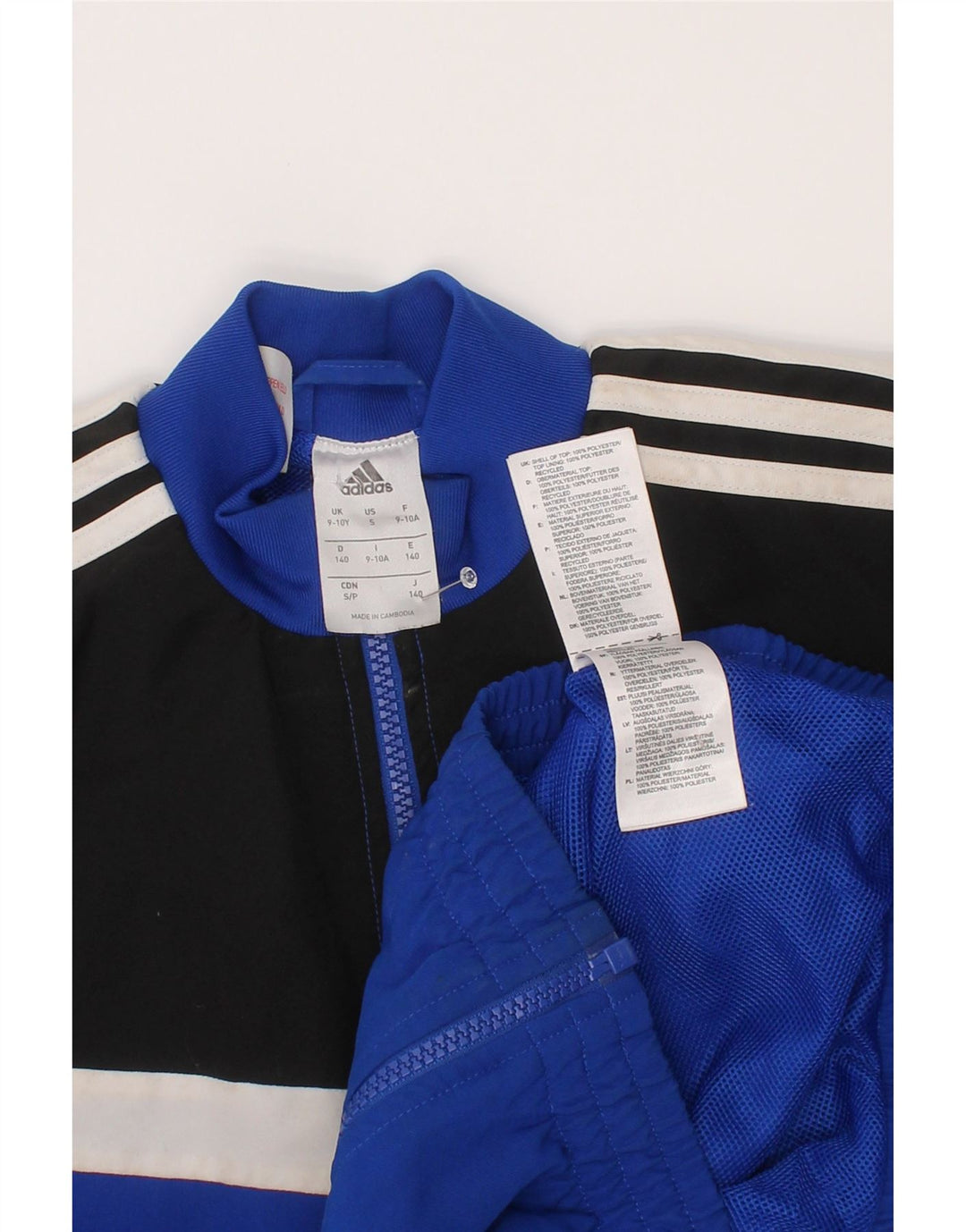 Gornja jakna od trenirke Adidas za dječake 9-10 godina, poliester plave boje