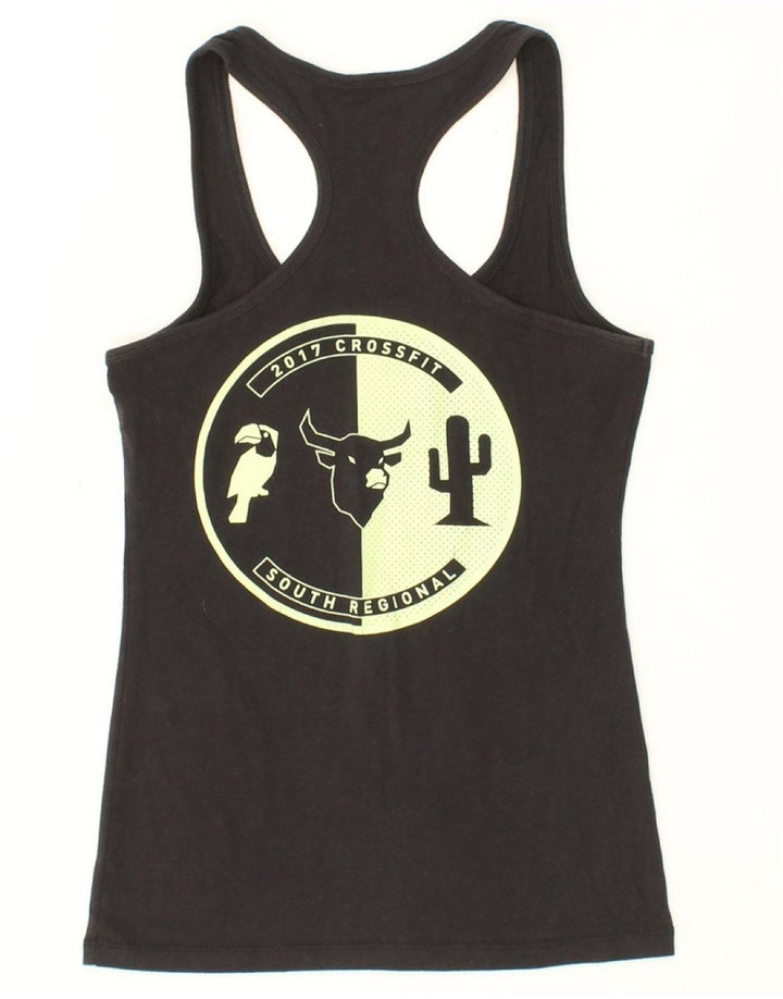 REEBOK Womens Graphic Vest Top UK 8 Small Black Cotton Vintage Reebok and Second-Hand Reebok from Messina Hembry 
