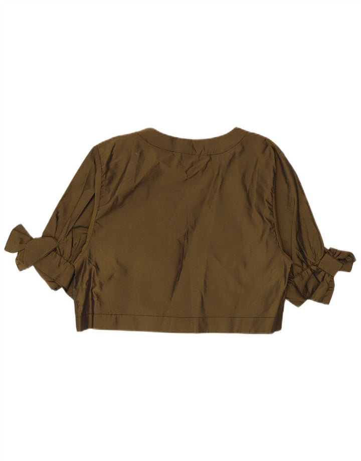 Vintage ženska majica s bolero 1/2 rukava UK 14, srednji kaki poliester