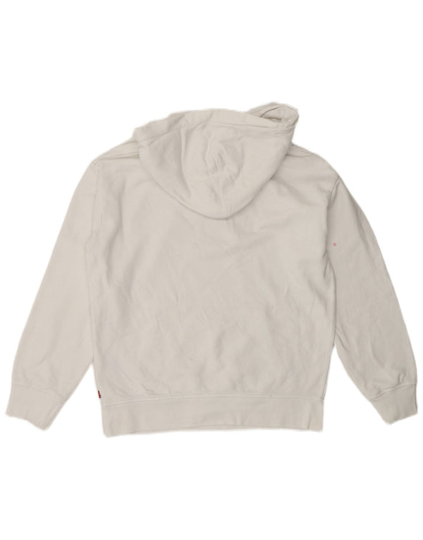 LEVI'S Womens Oversized Graphic Hoodie Jumper UK 6 XS White Cotton