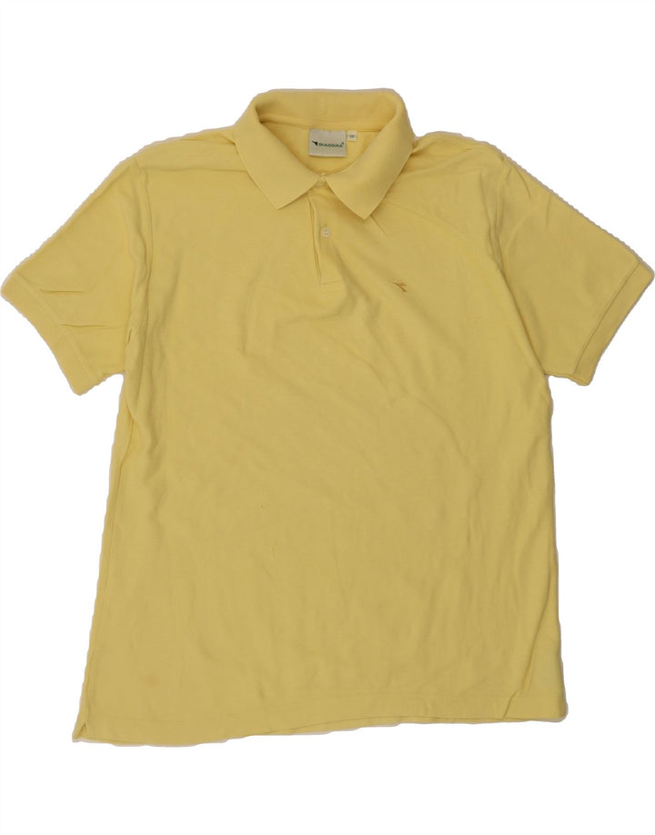DIADORA Mens Polo Shirt IT 50 Medium Yellow Cotton Vintage Diadora and Second-Hand Diadora from Messina Hembry 