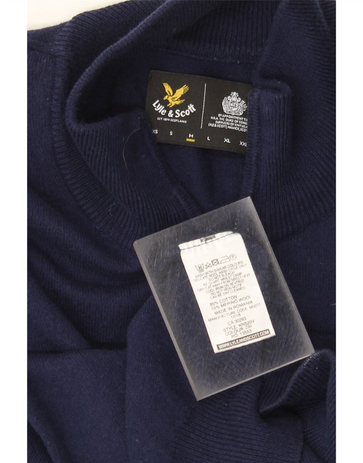 Lyle & Scott muški džemper s izrezom i srednjim tamnoplavim pamukom