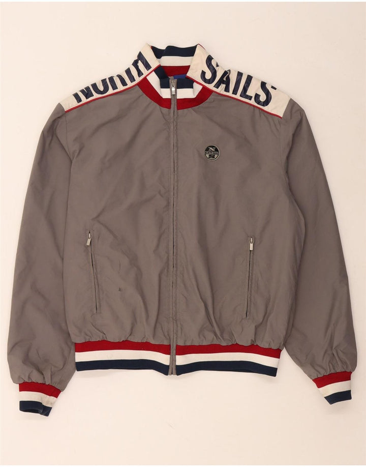 NORTH SAILS Muška bombaška jakna s grafičkim motivima UK 42 XL Sivi poliamid u blokovima boja