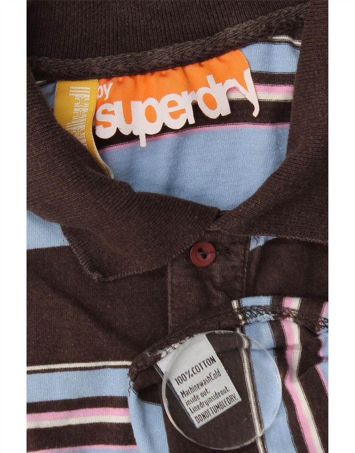 Superdry muška polo majica mala, pamuk na smeđe pruge