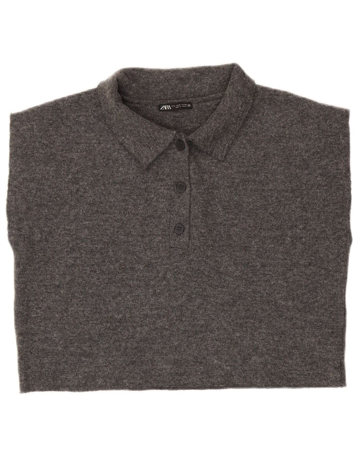 Zara ženska kraća polo majica bez rukava UK 14 srednje sivi poliester