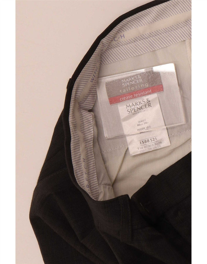 Marks & Spencer muške hlače s štipaljkama W34 L33 sivi poliester