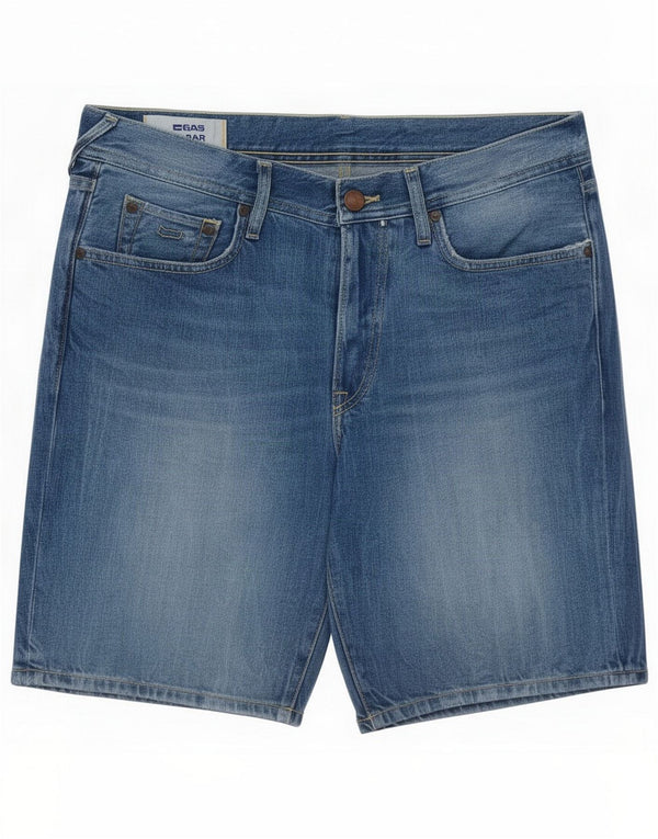 Gas Mens Distressed Denim Shorts Large W34 Blue Cotton