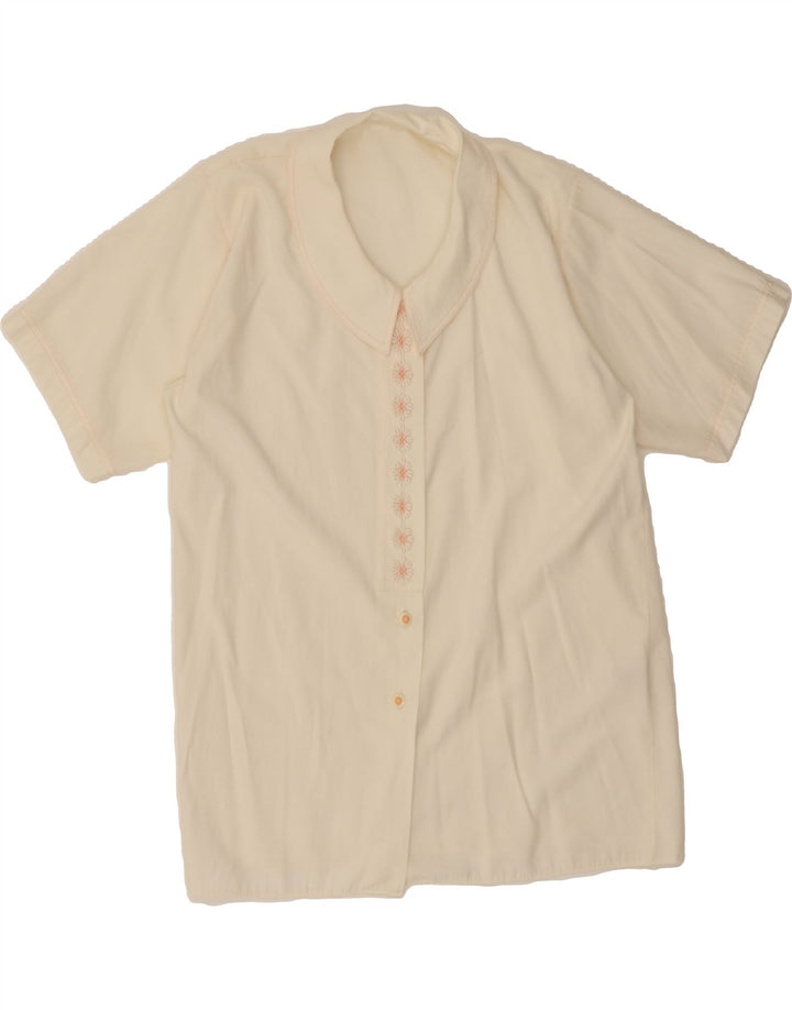 ST. BERNARD Womens Short Sleeve Shirt Blouse UK 12 Medium  White Viscose Vintage St. Bernard and Second-Hand St. Bernard from Messina Hembry 