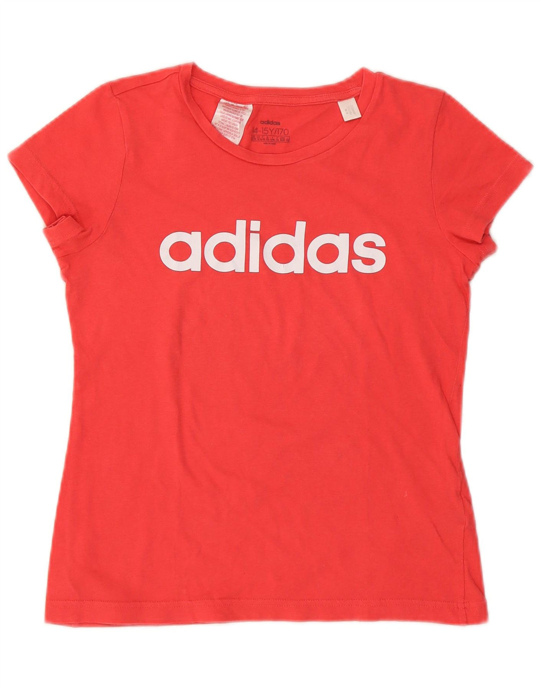 ADIDAS Girls Graphic T-Shirt Top 14-15 Years Red Cotton Vintage Adidas and Second-Hand Adidas from Messina Hembry 