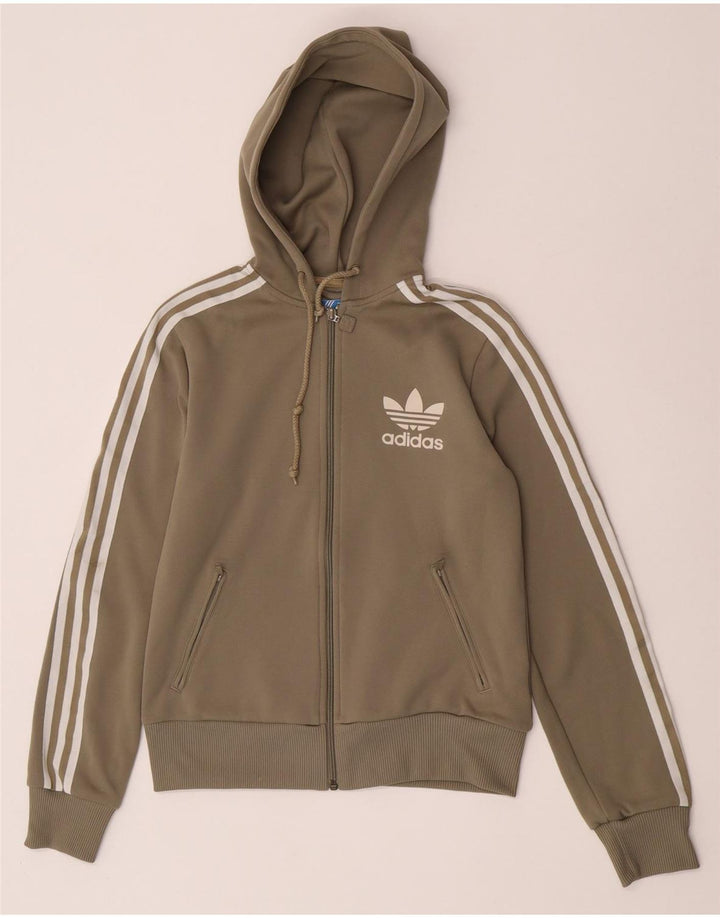 Adidas ženski pulover s kapuljačom na patentni zatvarač UK 12 Srednji kaki poliester