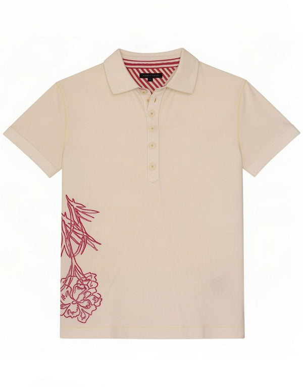 Ženska polo majica Tommy Hilfiger Graphic UK 10 Small White Floral Cotton