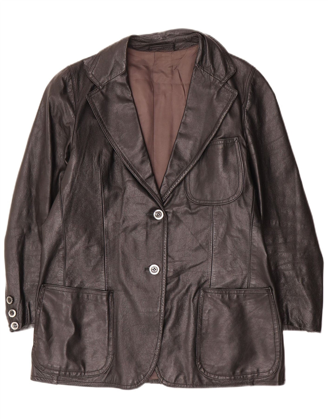 Vintage ženska kožna jakna sa 2 gumba UK 14 velika crna