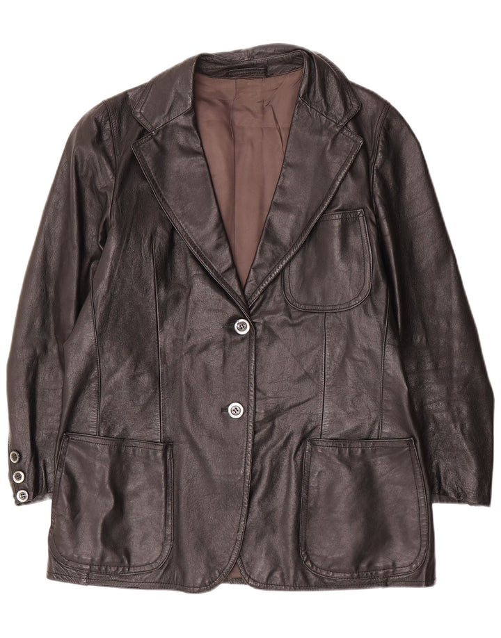 Vintage ženska kožna jakna sa 2 gumba UK 14 velika crna