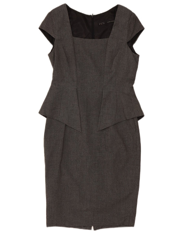 Zara Womens Peplum Dress UK 12 Medium Grey Polyester