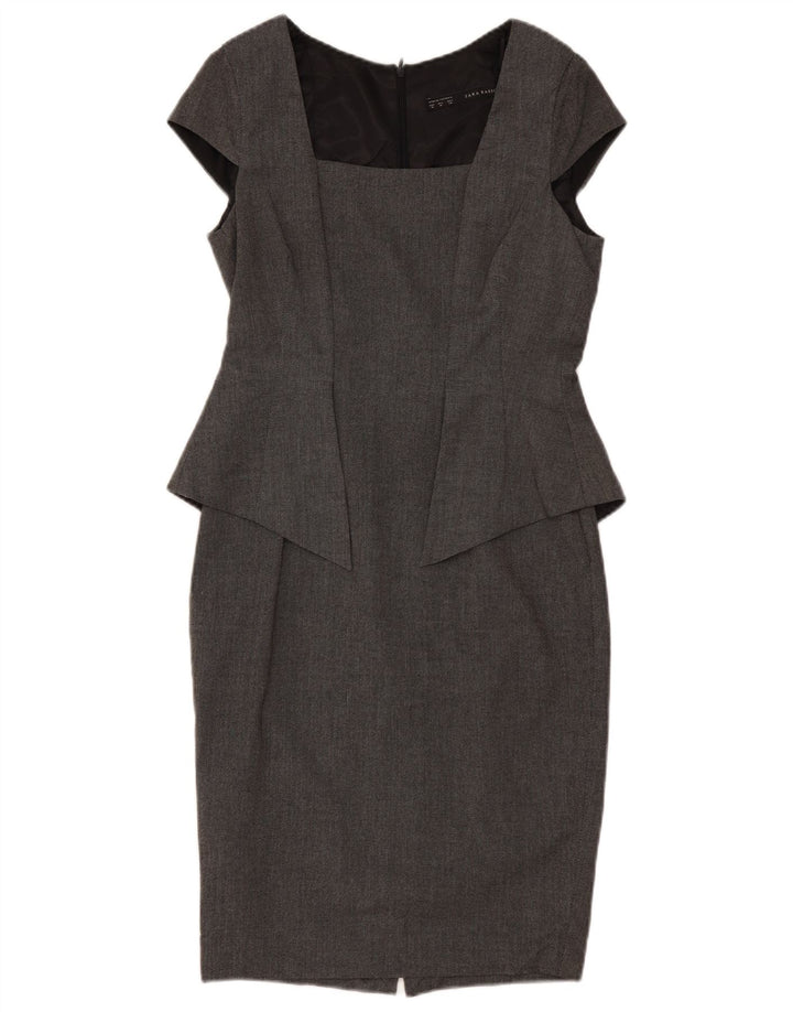 Zara Womens Peplum Dress UK 12 Medium Grey Polyester