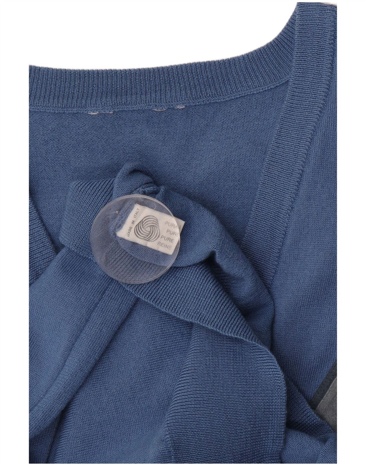 Vintage ženski veliki džemper s V-izrezom UK 18 XL plava boja