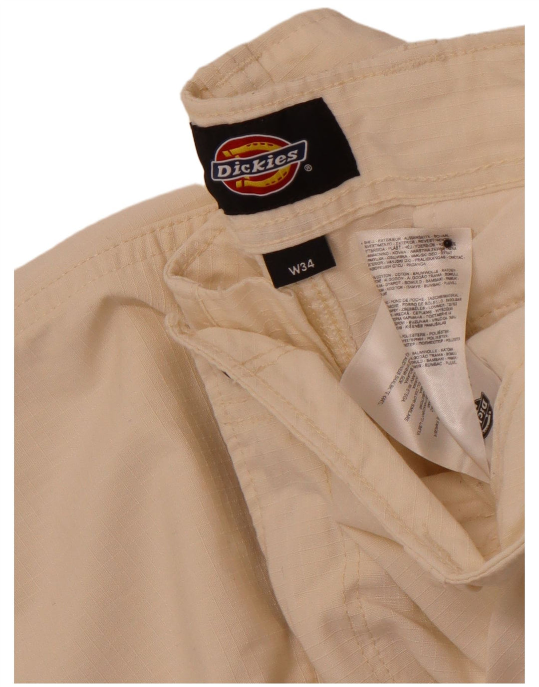DICKIES Muške ravne Cargo hlače W34 L32 Pamuk od bijele boje