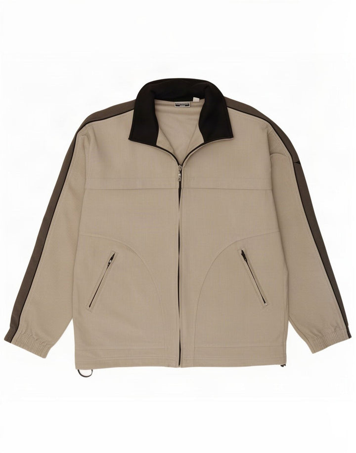 Diadora Mens Trenirka Top Jacket UK 40 Medium Beige Colourblock Polyester