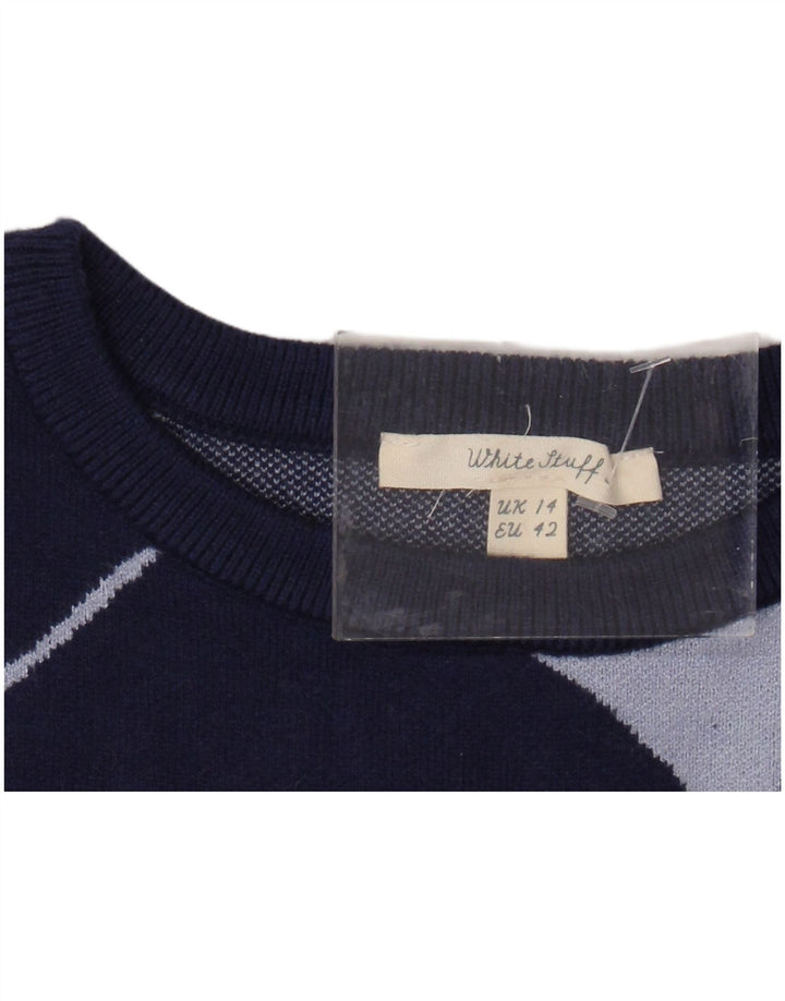 WHITE STUFF Ženski džemper s okruglim izrezom UK 14 Veliki tamnoplavi na pruge