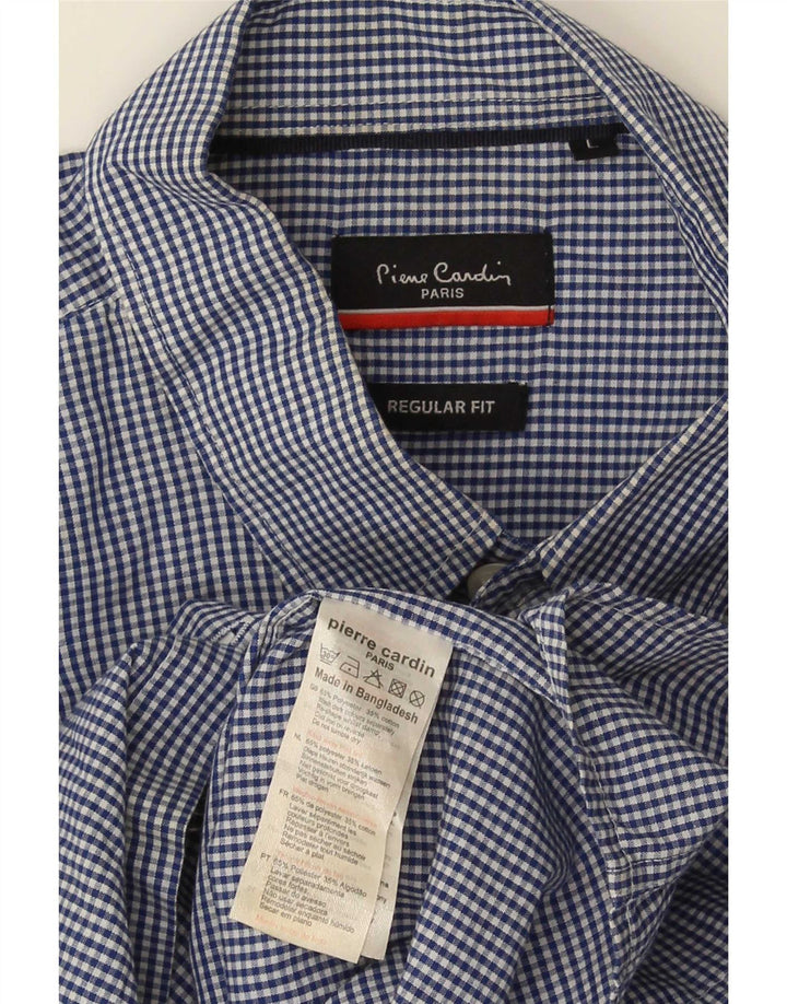 Pierre Cardin muška košulja kratkih rukava veliki plavi gingham poliester