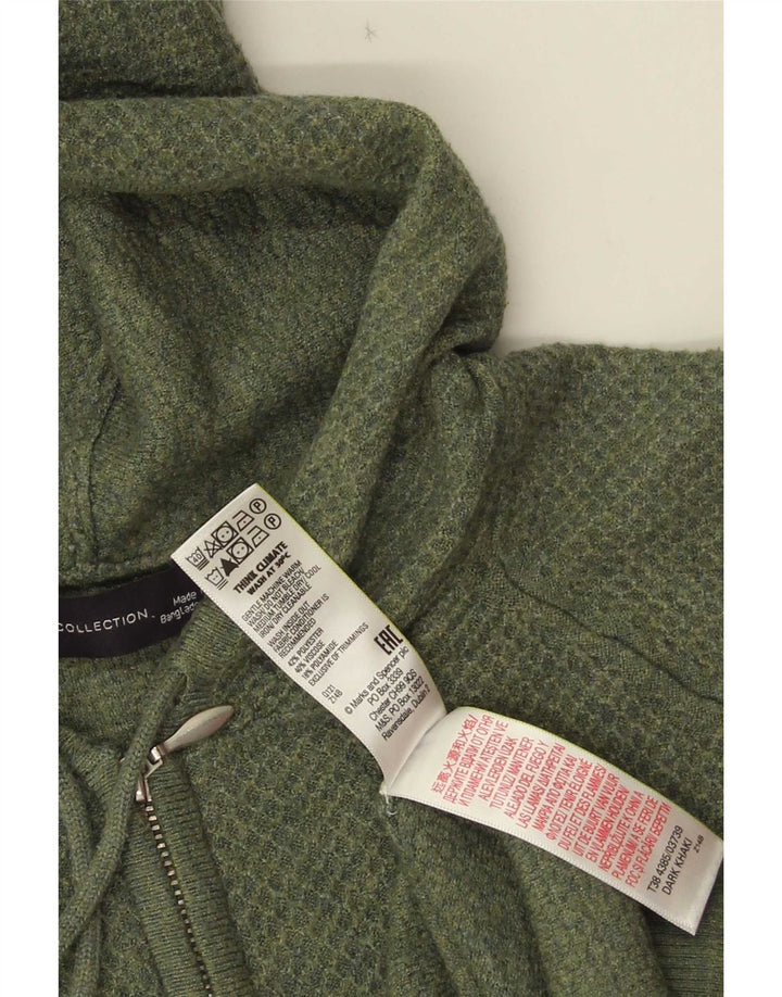 Marks & Spencer ženski kardigan pulover s kapuljačom UK 14 Srednje zeleni poliester