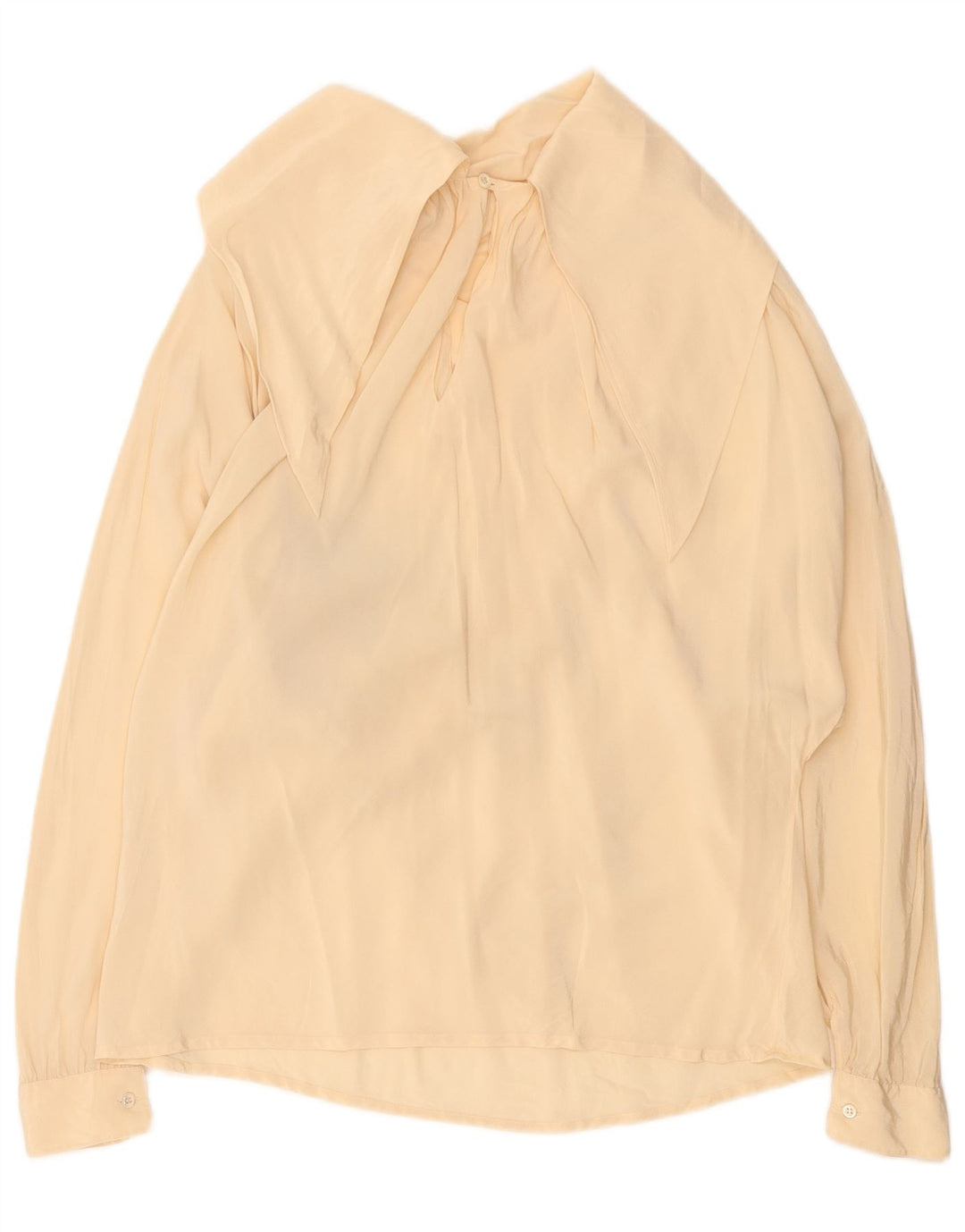 Vintage ženska majica dugih rukava UK 14 Velika bež geometrijska svila