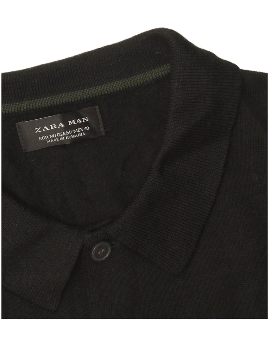 Zara muški džemper s polo ovratnikom srednje crne boje