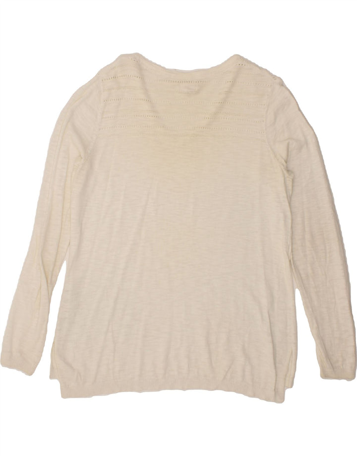 FAT FACE Womens V-Neck Jumper Sweater UK 14 Medium  White Cotton Vintage Fat Face and Second-Hand Fat Face from Messina Hembry 