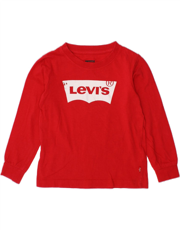 LEVI'S Boys Graphic Top Long Sleeve 2-3 Years Red Cotton Vintage Levi's and Second-Hand Levi's from Messina Hembry 