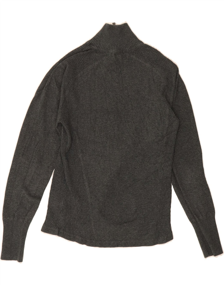EDDIE BAUER Womens Zip Neck Jumper Sweater UK 12 Medium Grey Cotton Vintage Eddie Bauer and Second-Hand Eddie Bauer from Messina Hembry 