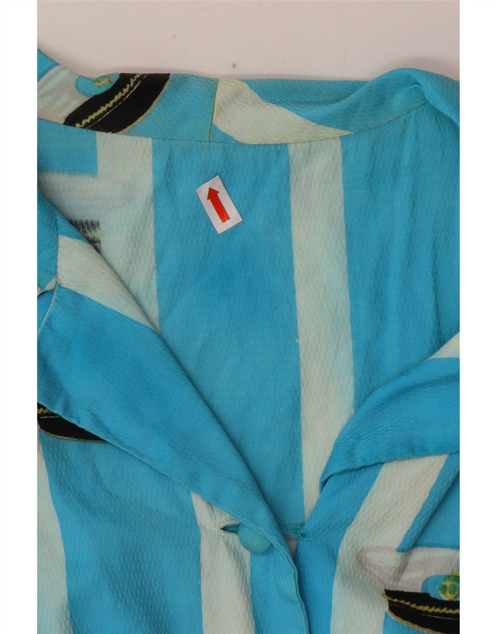 VINTAGE Ženska košulja bez rukava UK 16 Velike plave pruge