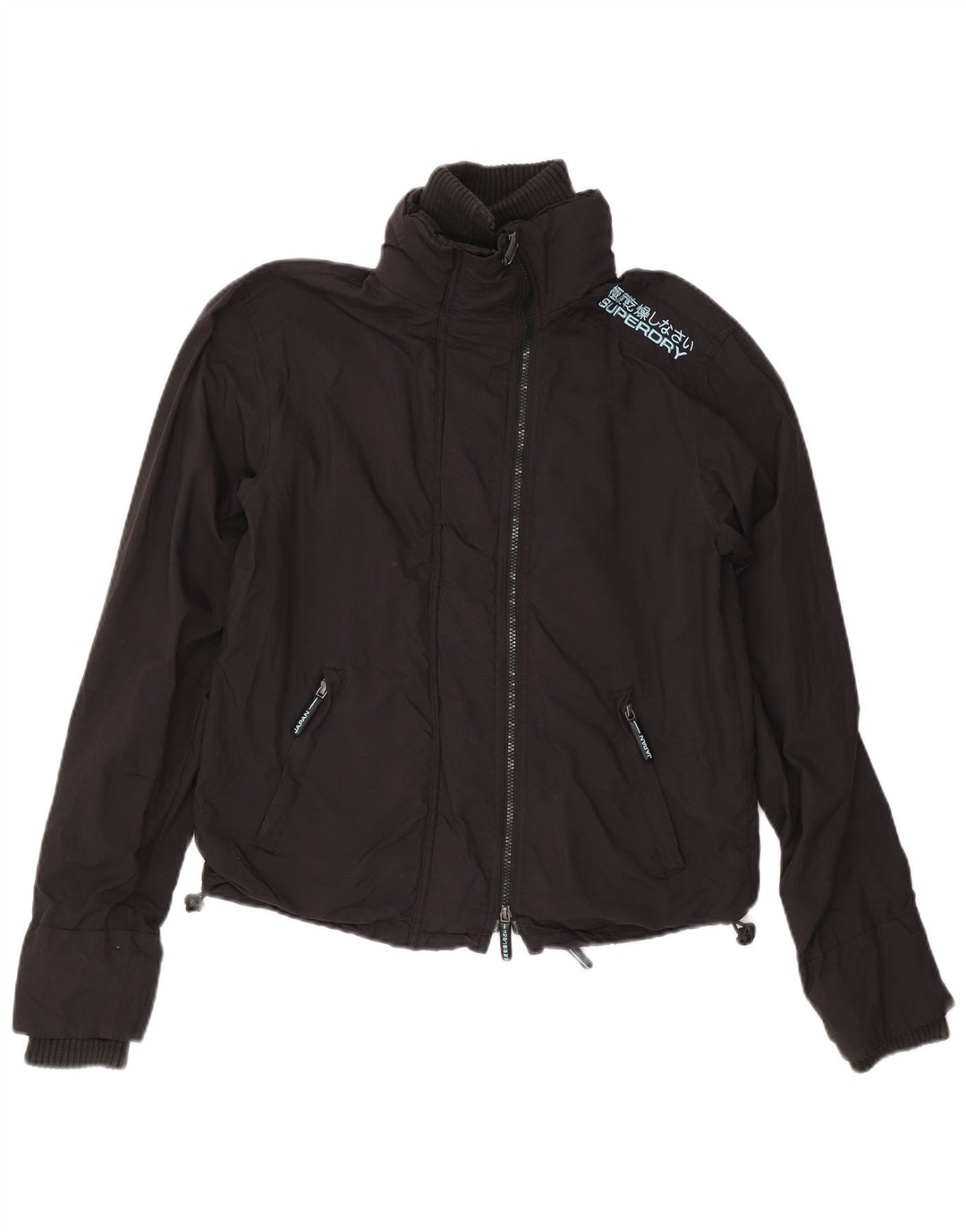 Superdry ženska kišna jakna s grafičkim motivima UK 14 Srednje crni najlon