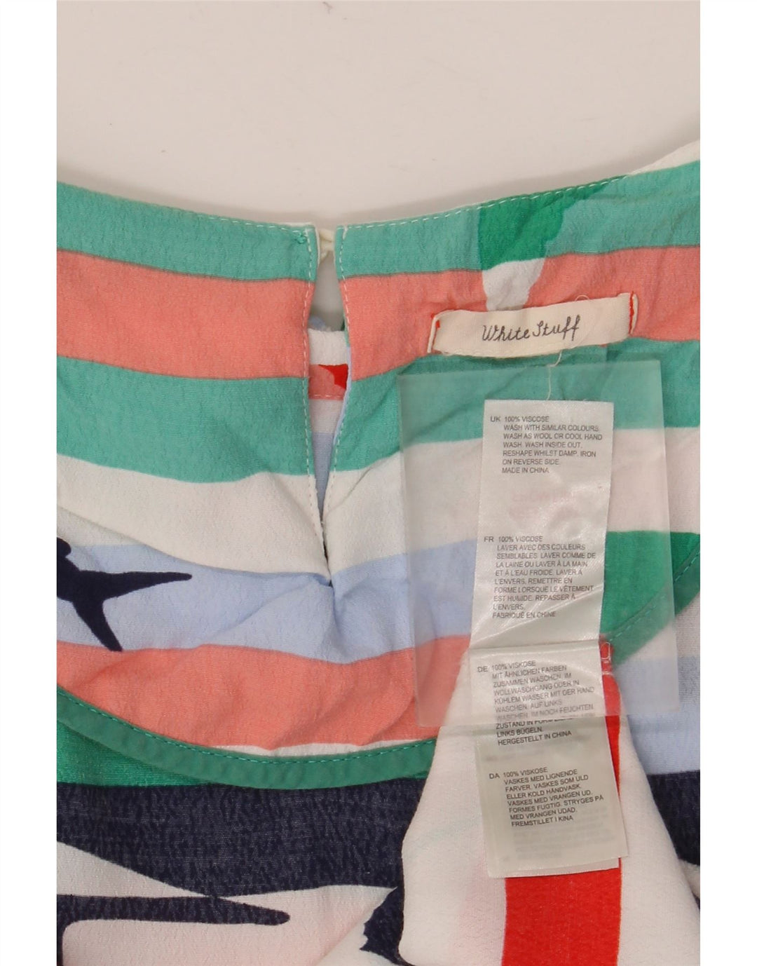 WHITE STUFF Ženski grafički gornji dio bluze UK 12 srednje raznobojne pruge