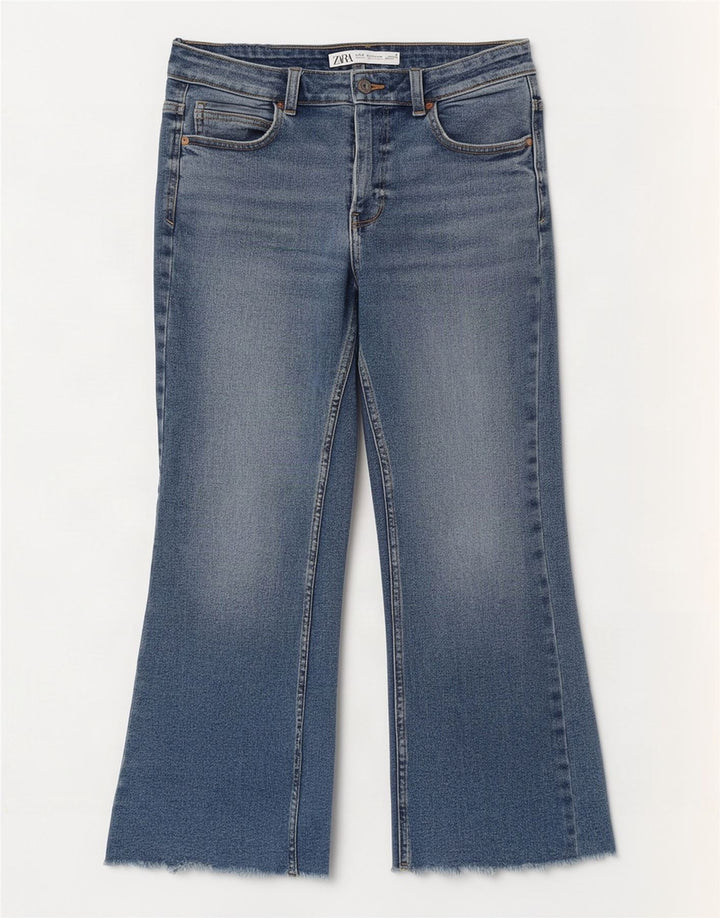 Zara ženske crop bootcut traperice EU 40 srednje W30 L25 plavi pamuk
