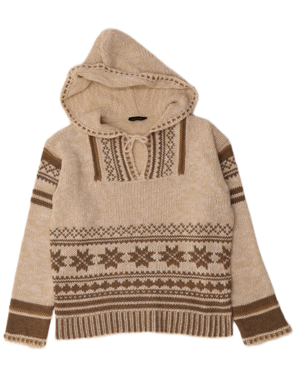 Vintage ženski džemper s kapuljačom UK 12 Medium Beige Fair Isle