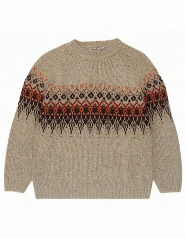 Tailor & Son ženski džemper s veznim izrezom UK 16 Large Grey Fair Isle