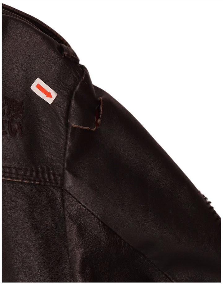 Superdry muška vojna kožna jakna UK 40 velika smeđa koža