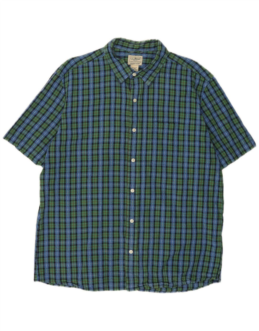L.L.BEAN muška košulja kratkih rukava veliki zeleni karirani pamuk